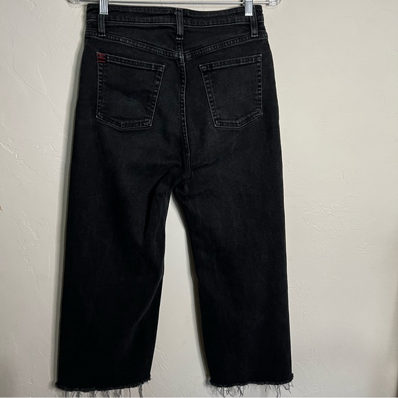 BDG Black Flood Wide-Leg High Rise Raw Hem Crop Denim Jeans - Picture 6 of 9